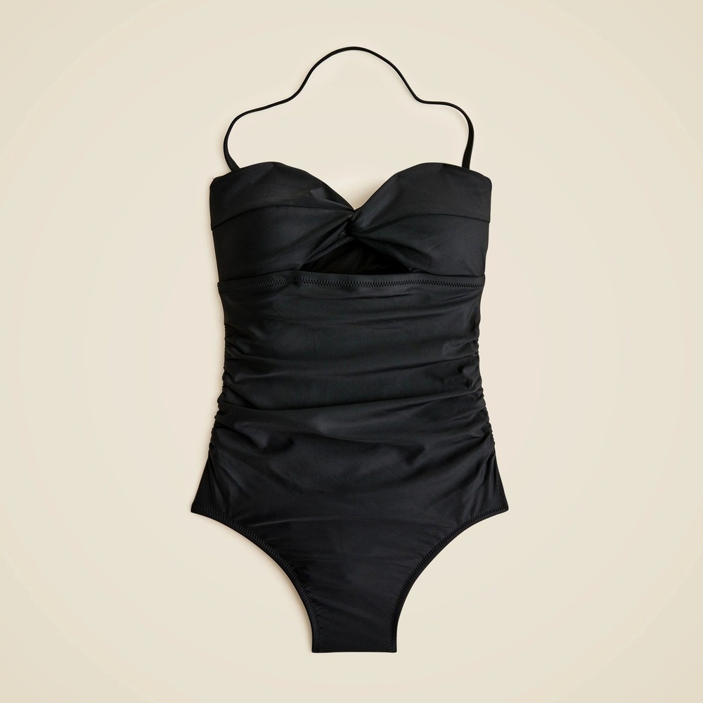 J.Crew‎ Gemma ruched cutout one-piece Black NWT
